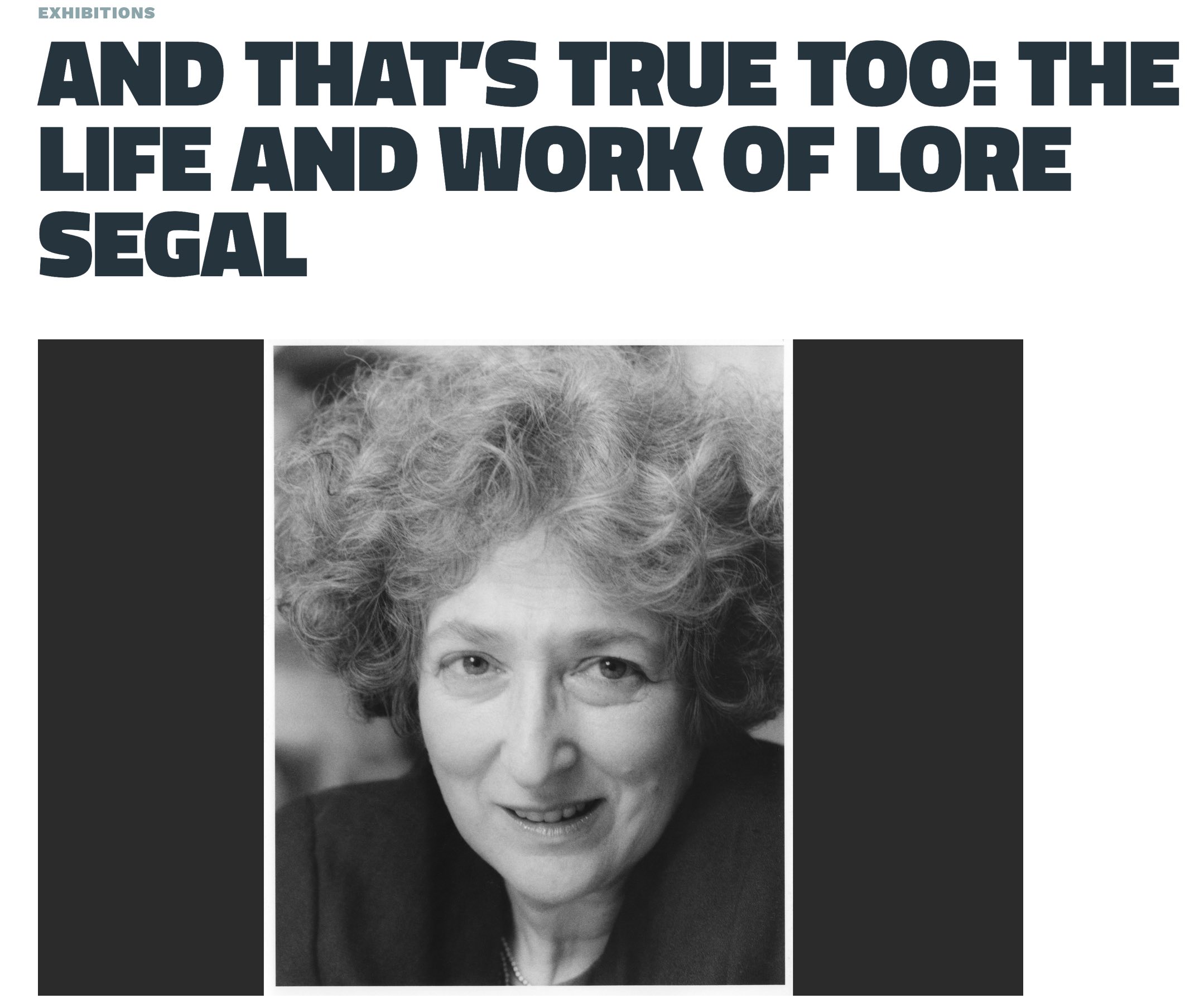 And That’s True Too: The Life and Work of Lore Segal